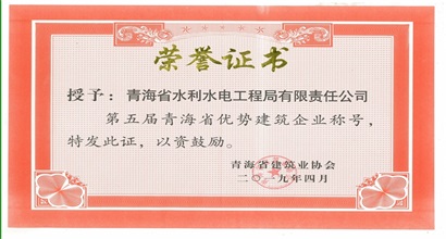 第五届优势企业荣誉证书