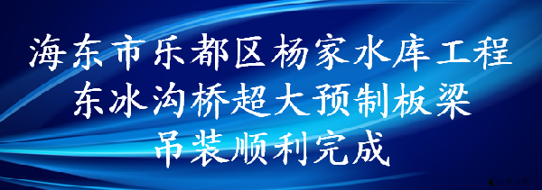 海东市乐都区杨家水库工程东冰沟桥超大预制板梁吊装顺利完成